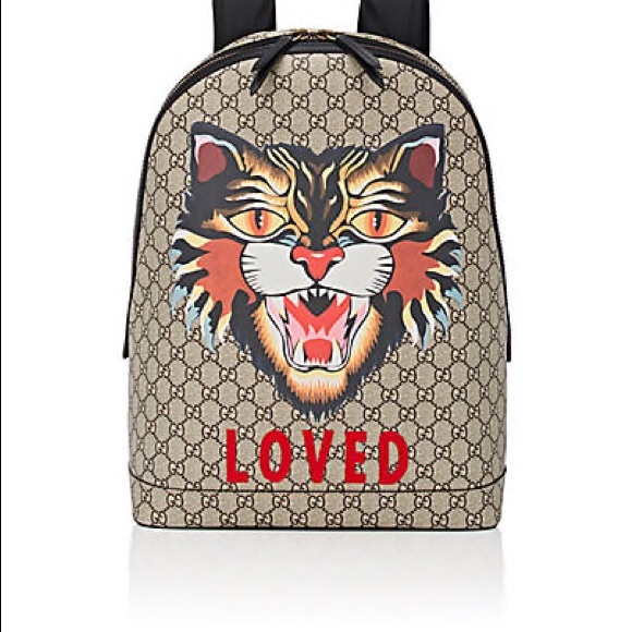 Gucci Handbags - Gucci Cat-Print GG Supreme Backpack